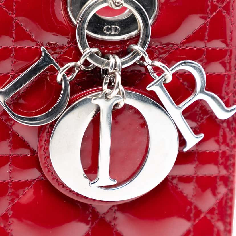 Dior Medium Patent Cannage Lady Dior Red Leather Very good condition - Box View