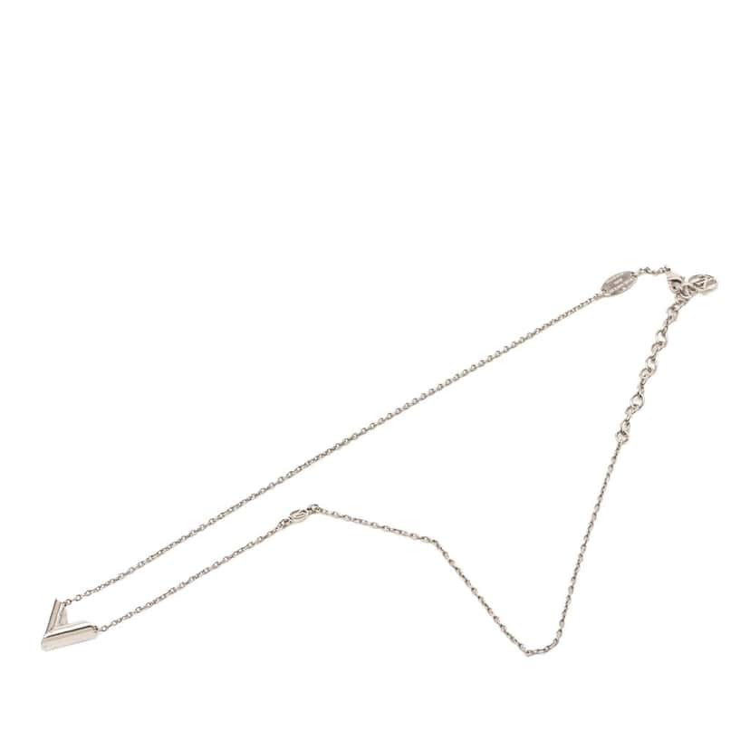 Louis Vuitton Brass Essential V Supple Necklace Silver Metal Very good condition - Front View