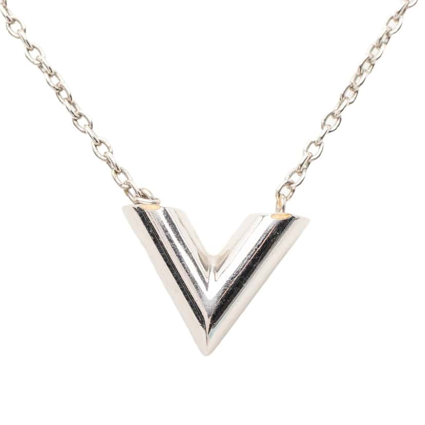 Louis Vuitton Brass Essential V Supple Necklace Silver Metal Very good condition - Inside View