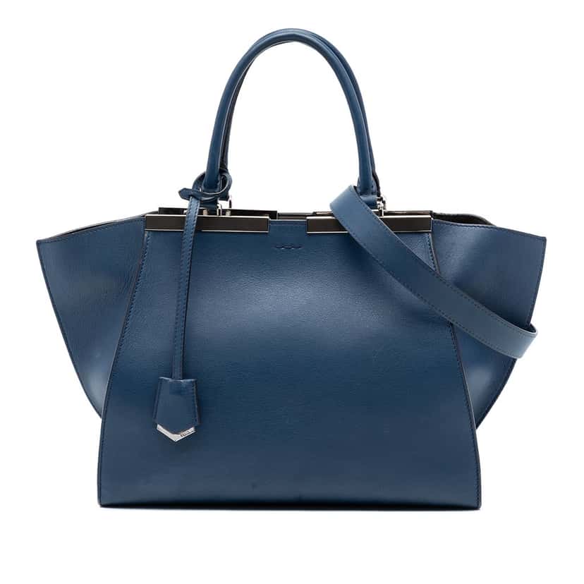 Fendi Medium Calfskin 3Jours Satchel Blue Leather Very good condition - Front View