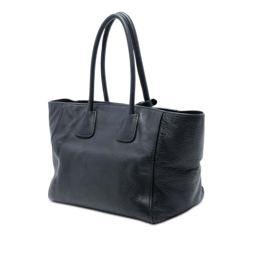 Prada Vitello Daino Front Pocket Open Convertible Tote Black Leather Very good condition - Back View
