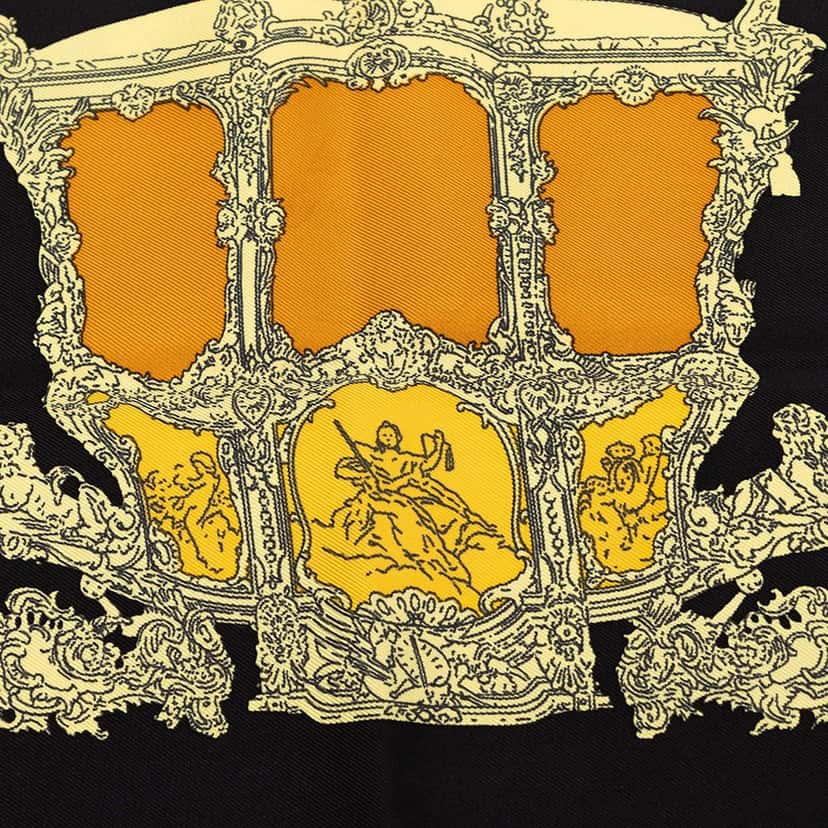 Hermès Carrosses d Or Silk Scarf Yellow Very good condition - Box View