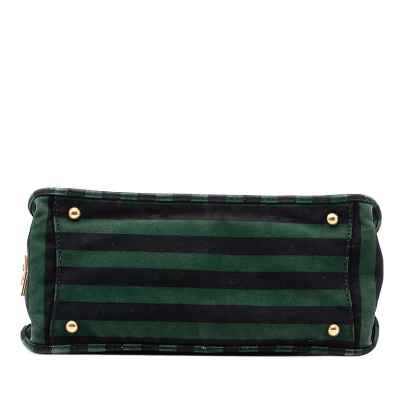 Prada Canvas Canapa Righe Striped Satchel Green Very good condition - Inside View
