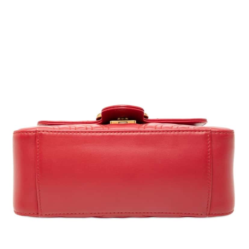 Gucci Mini GG Marmont Matelasse Leather Top Handle Bag Red Leather Very good condition - Inside View