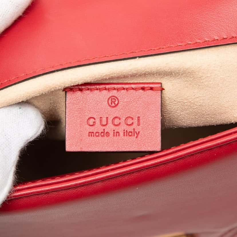 Gucci Mini GG Marmont Matelasse Leather Top Handle Bag Red Leather Very good condition - Box View