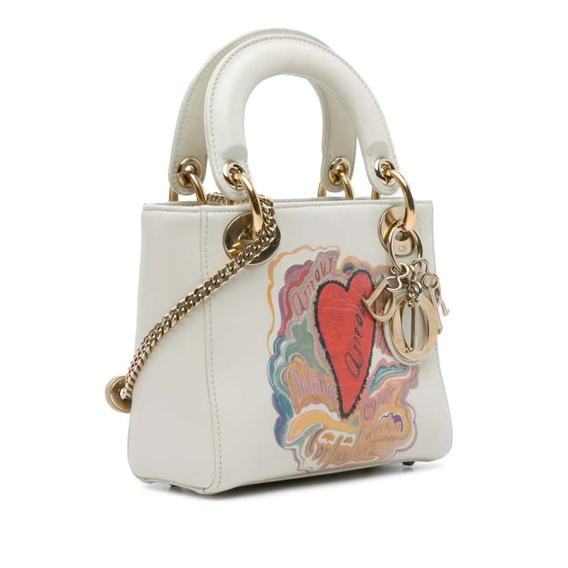 Dior DiorAmour Niki De Saint Phalle Mini Calfskin Lady Dior White Leather Very good condition - Back View