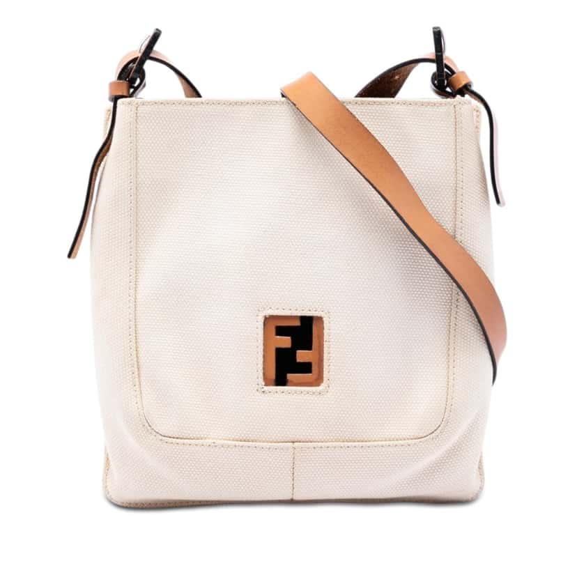 Fendi Canvas FF Crossbody White Very good condition - Front View