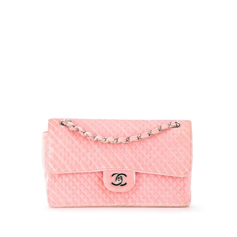 Chanel Medium Micro Quilted Velvet CC Flap Pink Good condition - Front View