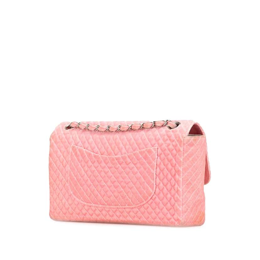 Chanel Medium Micro Quilted Velvet CC Flap Pink Good condition - Back View