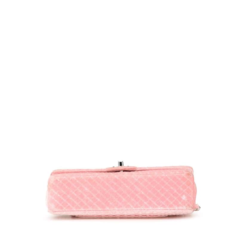 Chanel Medium Micro Quilted Velvet CC Flap Pink Good condition - Inside View