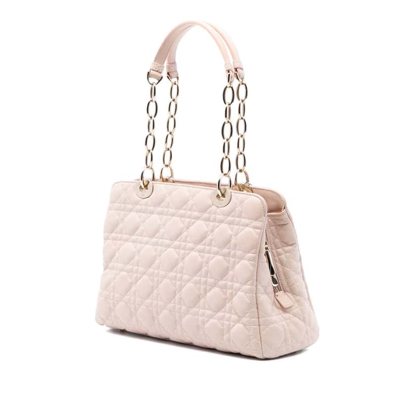 Dior Medium Lambskin Cannage Soft Zipped Lady Dior Shopping Tote Brown Leather Very good condition - Back View