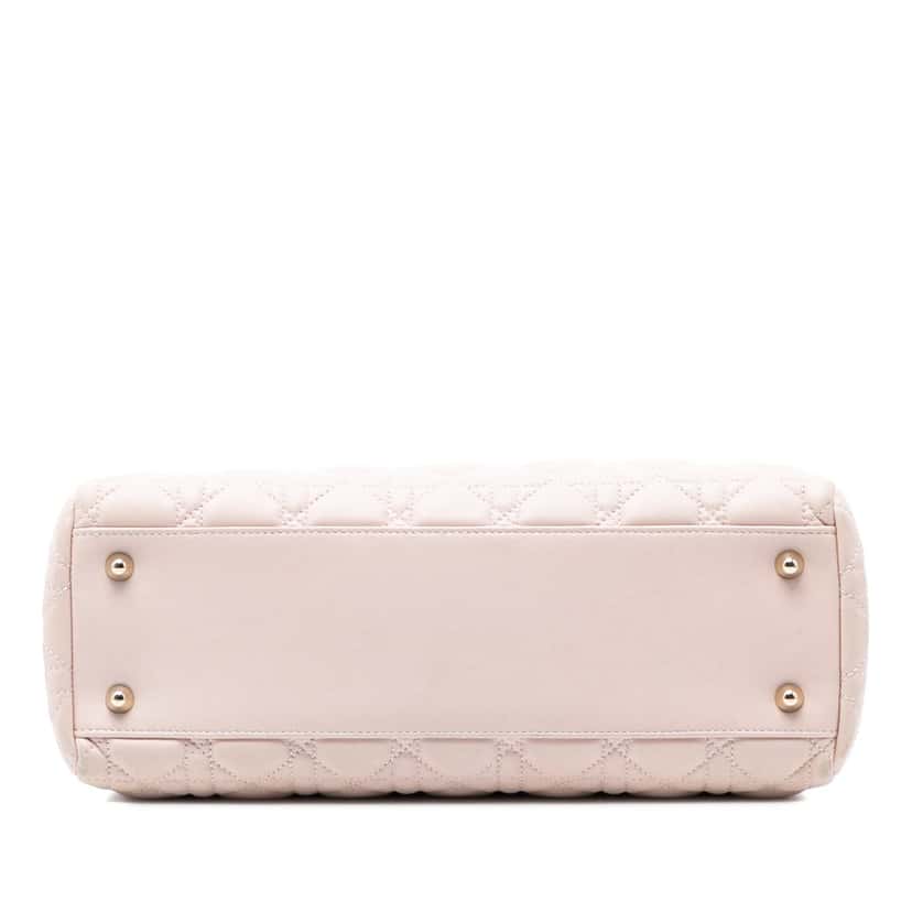 Dior Medium Lambskin Cannage Soft Zipped Lady Dior Shopping Tote Brown Leather Very good condition - Inside View