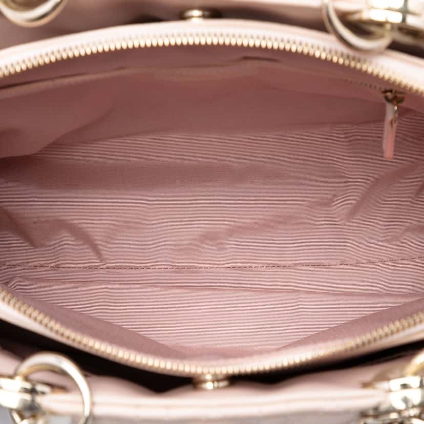 Dior Medium Lambskin Cannage Soft Zipped Lady Dior Shopping Tote Brown Leather Very good condition - Model View