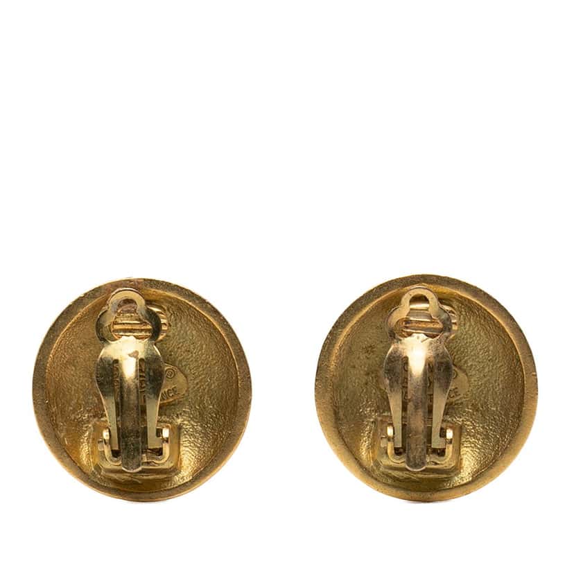 Chanel CC Gold Plated Round Clip on Earrings Gold Metal Very good condition - Back View