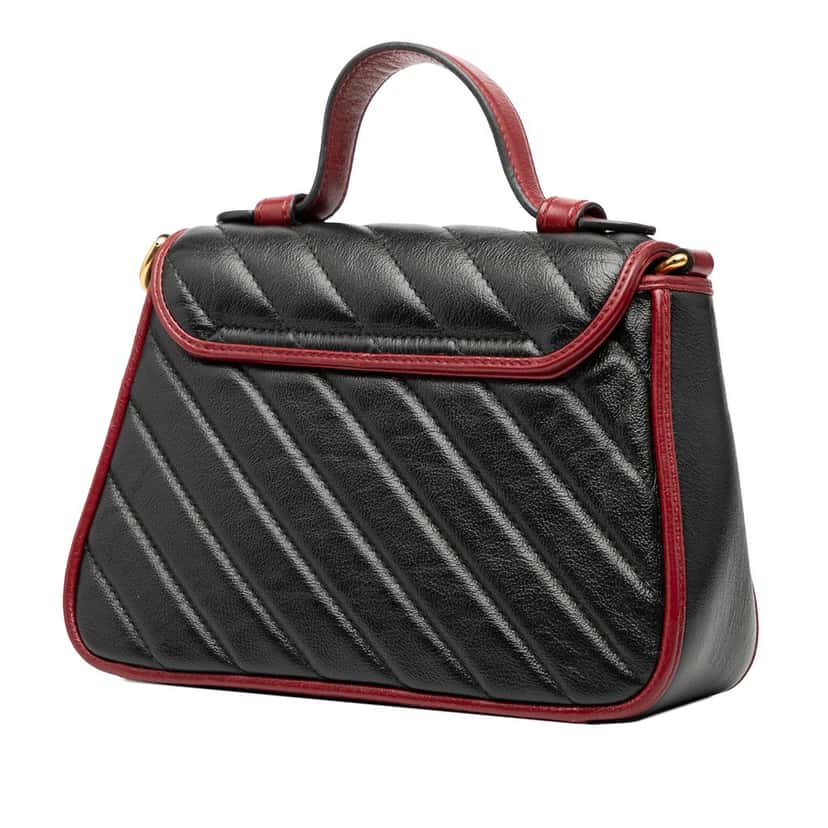 Gucci GG Marmont Matelasse Leather Torchon Top Handle Bag Black Leather Very good condition - Back View