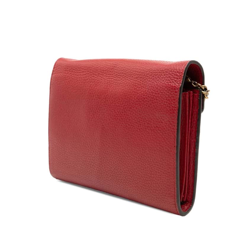 Gucci GG Marmont Leather Wallet on Chain Red Leather Very good condition - Back View