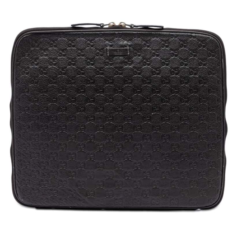 Gucci Guccissima Laptop Case Black Leather Very good condition - Front View