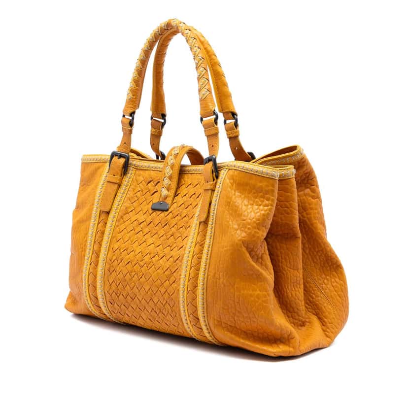 Bottega Veneta Medium Nappa Intrecciato Punto Mocassino Roma Tote Yellow Leather Very good condition - Back View