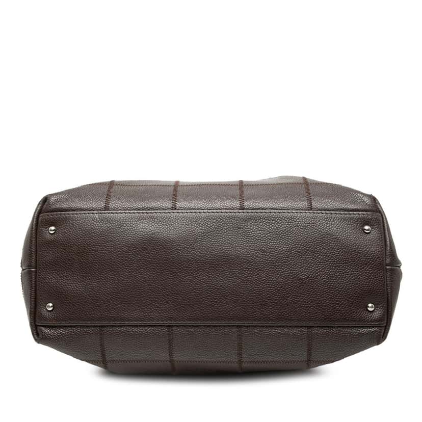 Chanel Chocolate Bar Stitched Caviar Tote Brown Leather Very good condition - Inside View