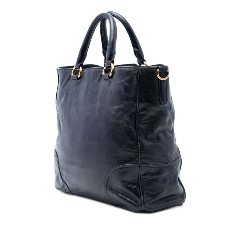 Prada Vitello Shine Open Convertible Tote Black Leather Very good condition - Back View