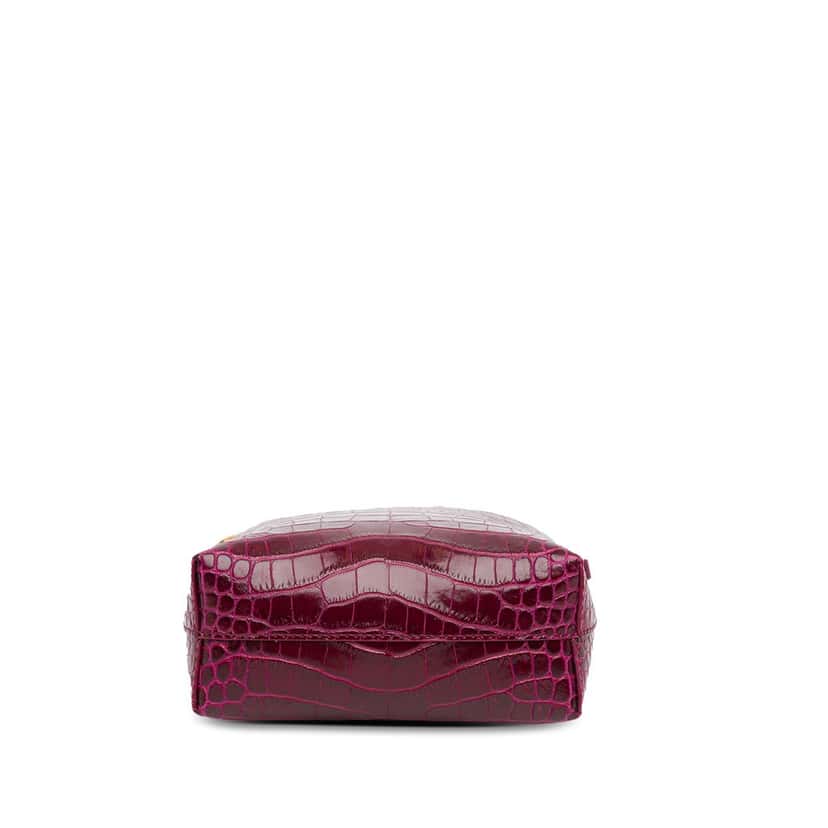 Tom Ford Mini Croc-Embossed Chain Bucket Bag Purple Leather Very good condition - Model View