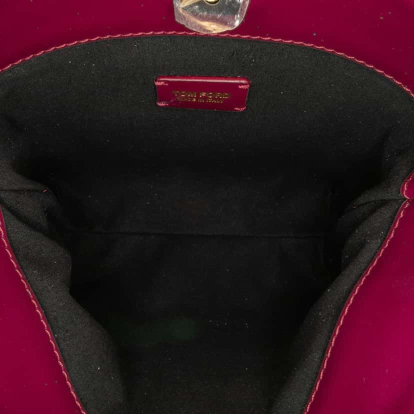 Tom Ford Mini Croc-Embossed Chain Bucket Bag Purple Leather Very good condition - Box View