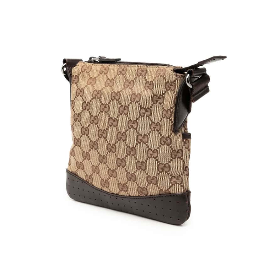 Gucci Small GG Canvas Perforated Crossbody Beige Very good condition - Back View