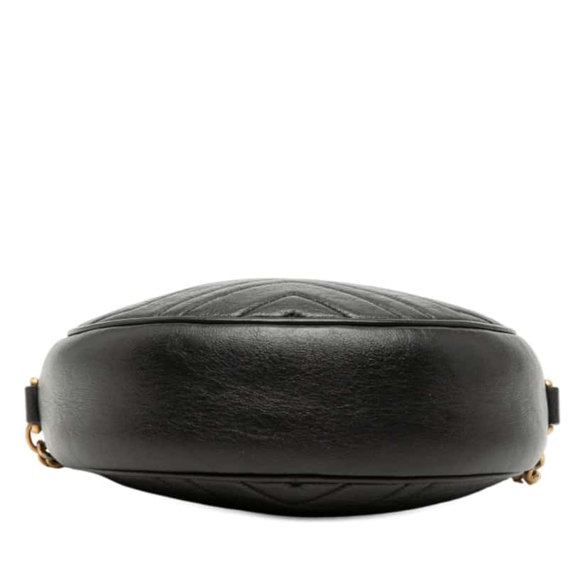 Gucci Mini GG Marmont Matelasse Leather Round Crossbody Black Leather Very good condition - Inside View