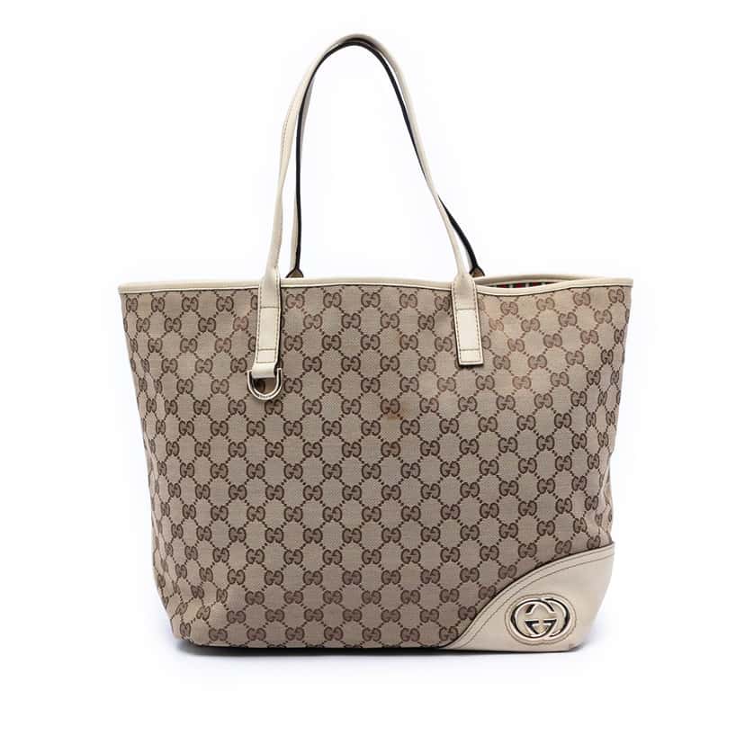 Gucci Large GG Canvas New Britt Tote Beige Very good condition - Front View