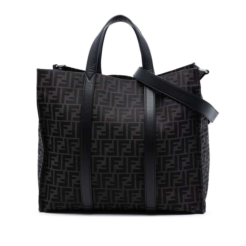 Fendi Large Zucca Jacquard Shopper Tote Black Very good condition - Front View
