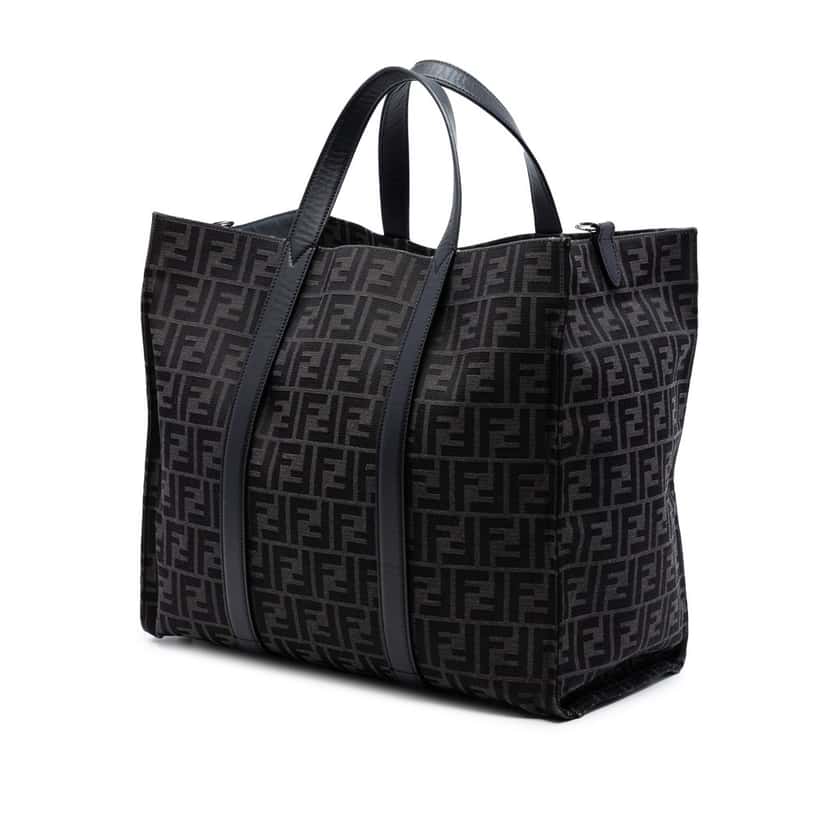 Fendi Large Zucca Jacquard Shopper Tote Black Very good condition - Back View