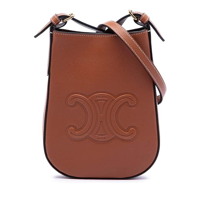 Celine Supple Calfskin Heloise Phone Pouch Brown Leather Very good condition - Front View