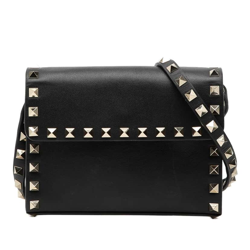 Valentino Mini Leather Rockstud Crossbody Black Leather Very good condition - Front View