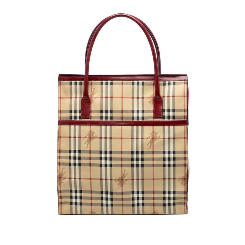 Burberry Haymarket Check Coated Canvas Tote Beige Very good condition - Front View