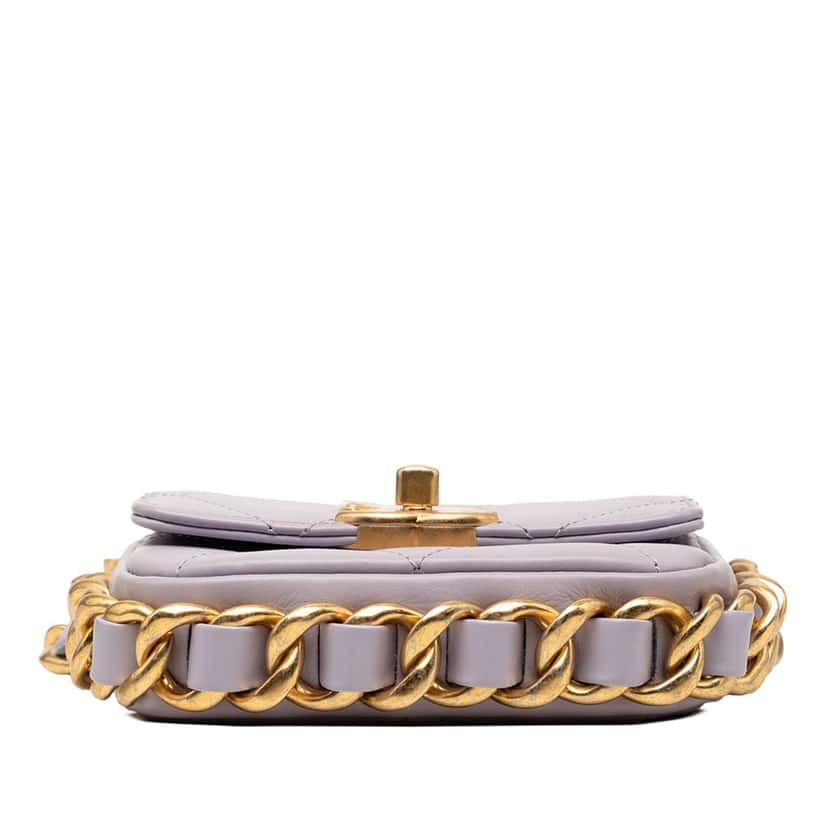 Chanel Mini Quilted Calfskin Framing Chain Flap Purple Leather Very good condition - Inside View