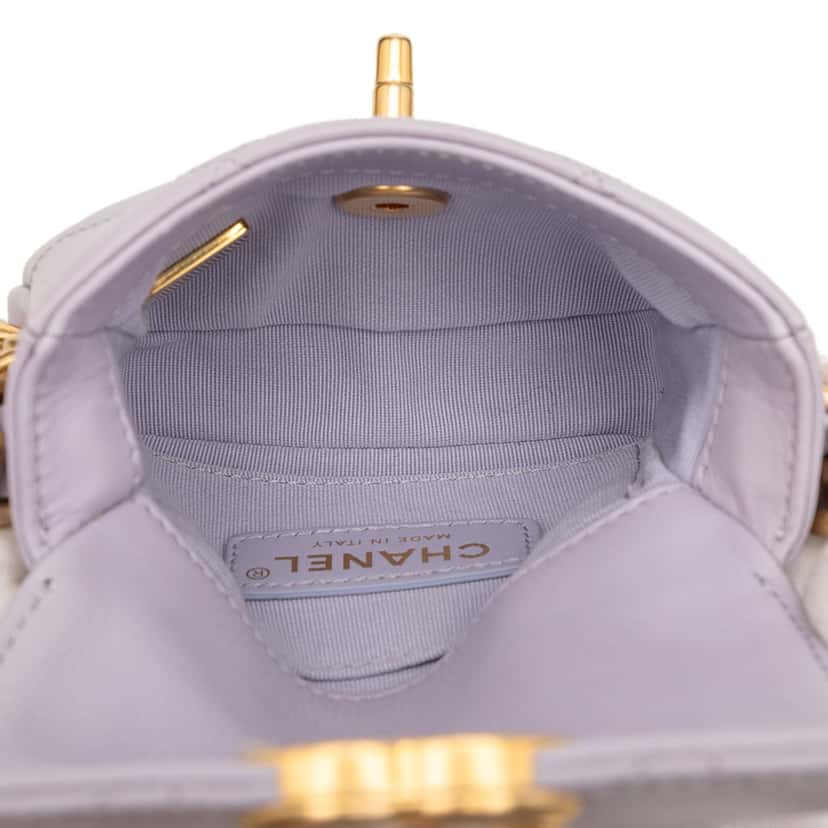 Chanel Mini Quilted Calfskin Framing Chain Flap Purple Leather Very good condition - Model View