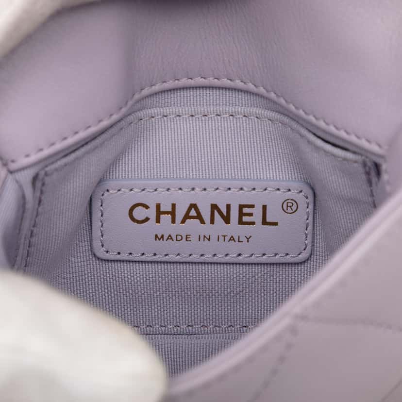 Chanel Mini Quilted Calfskin Framing Chain Flap Purple Leather Very good condition - Box View