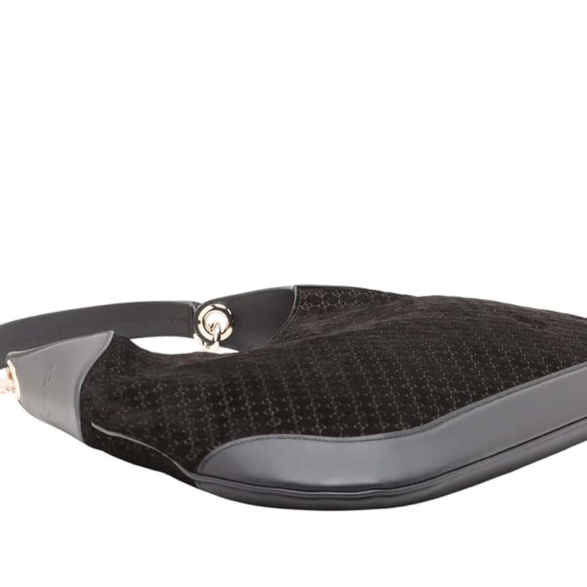 Gucci Medium Micro GG Suede B Hobo Black Leather Very good condition - Inside View