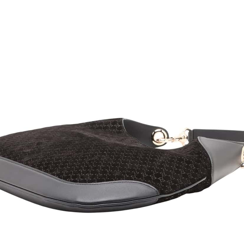 Gucci Medium Micro GG Suede B Hobo Black Leather Very good condition - Model View