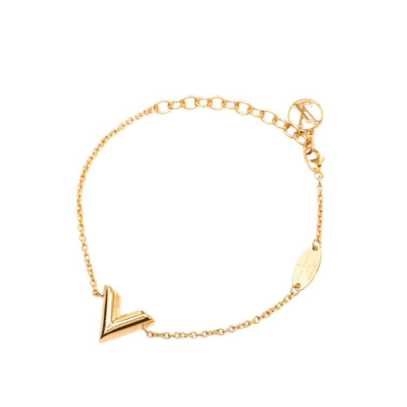 Louis Vuitton Gold Plated Essential V Bracelet Gold Metal Very good condition - Back View