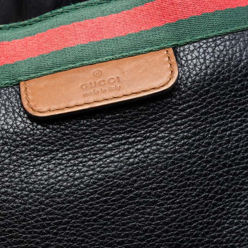 Gucci Calfskin Web Tote Black Leather Very good condition - Box View
