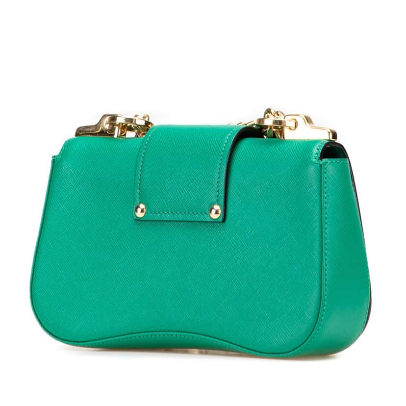 Prada Saffiano Sidonie Crossbody Green Leather Very good condition - Back View