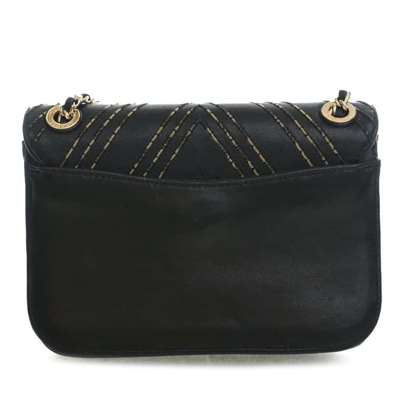Chanel Small Chevron Sheepskin Subtle Flap Black Leather Very good condition - Back View
