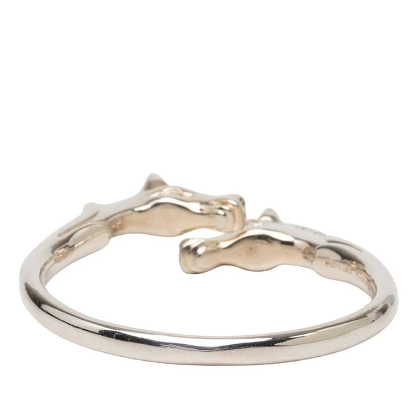 Hermès Palladium Plated Ravinet d Enfert Double Horse Head Bracelet Silver Metal Very good condition - Inside View