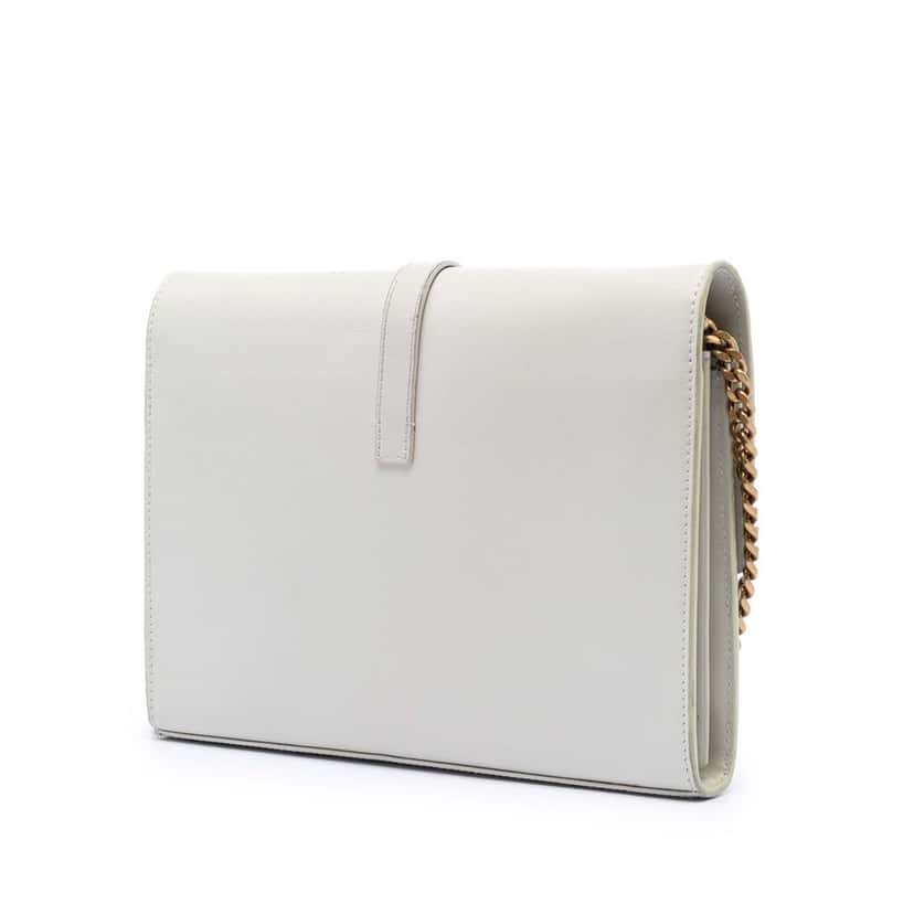 Saint Laurent Leather Monogram Sulpice Chain Wallet White Leather Very good condition - Back View