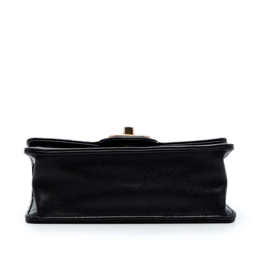 Chanel Mini Square Calfskin Coco Embossed Flap Black Leather Very good condition - Inside View