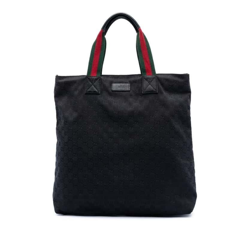 Gucci GG Canvas Web Vertical Tote Black Very good condition - Front View
