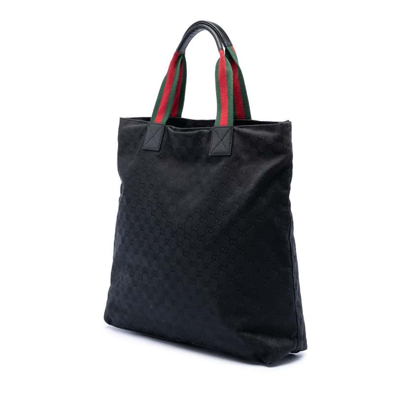 Gucci GG Canvas Web Vertical Tote Black Very good condition - Back View