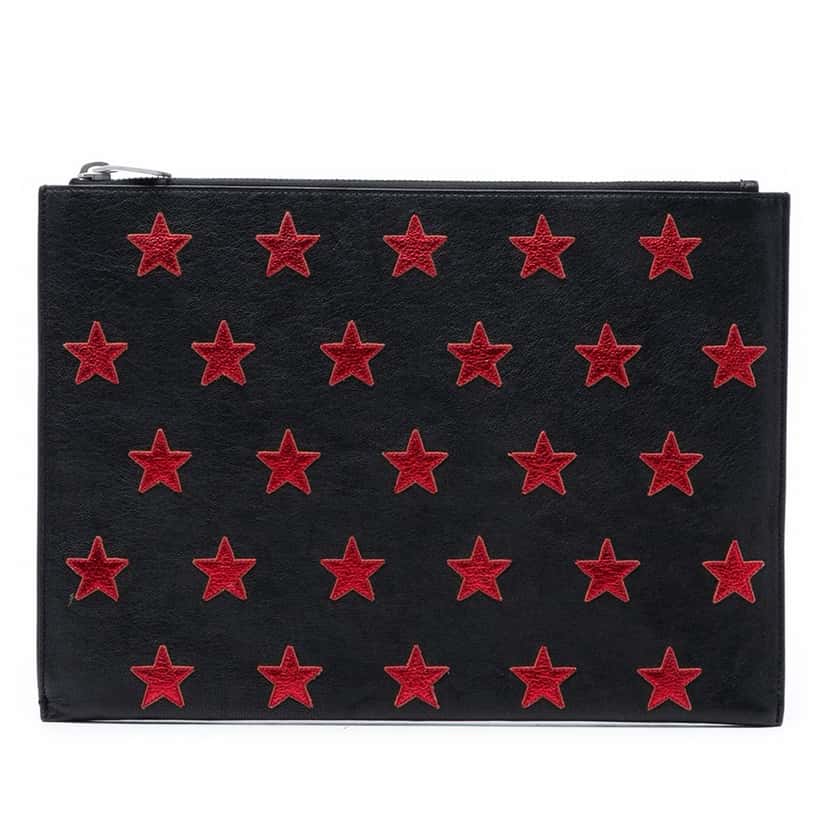 Saint Laurent Leather Star Rider Tablet Pouch Black Leather Very good condition - Front View