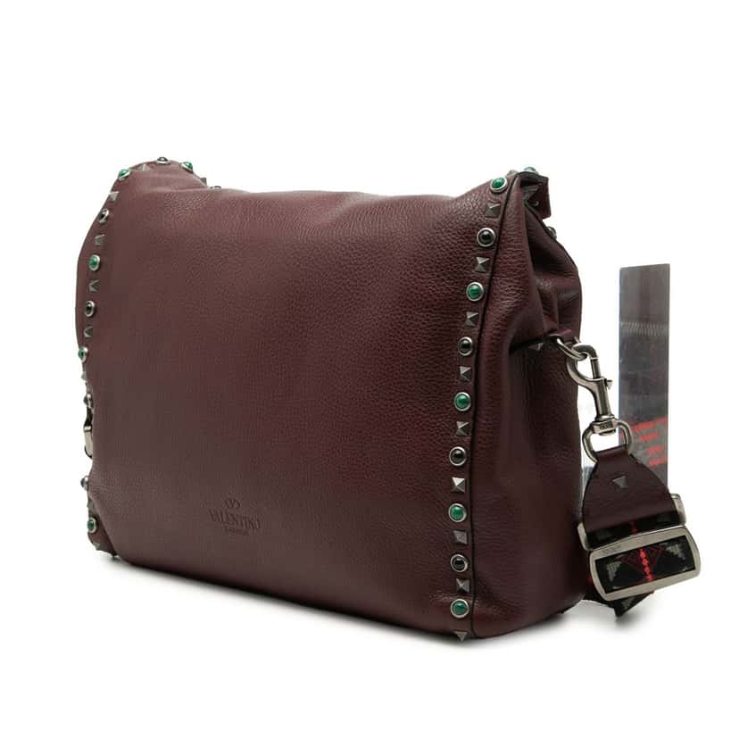 Valentino Leather Rolling Rockstud Crossbody Brown Leather Very good condition - Back View